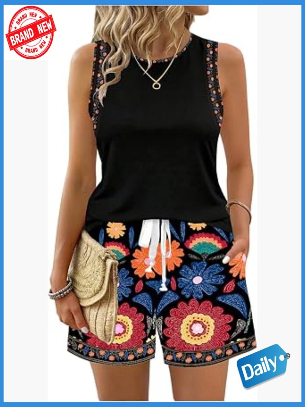 Women's 2 Piece Tank Top and Shorts Set Summer Vacation Outfits